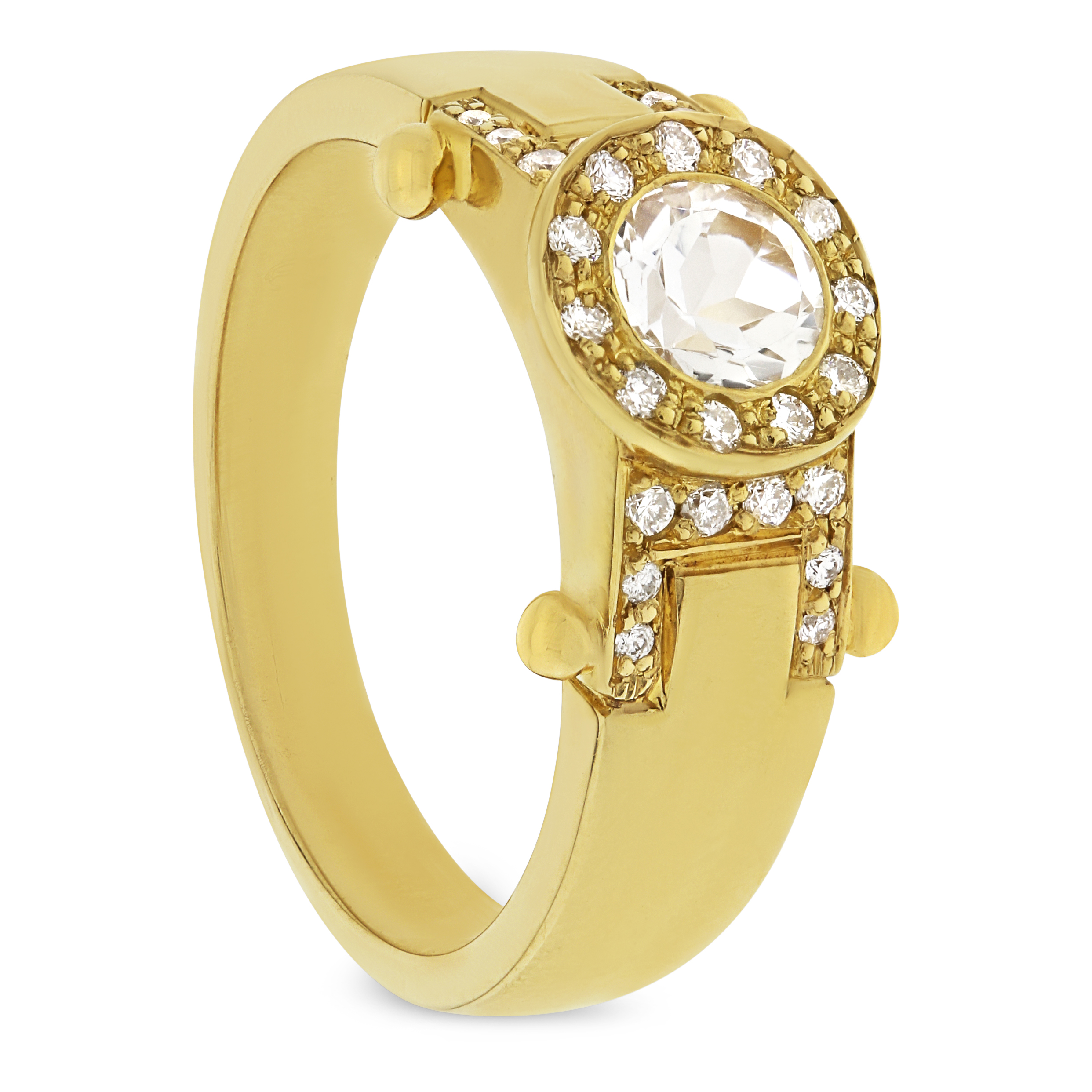 Gents Yellow Gold and White Sapphire Ring – YCL UK